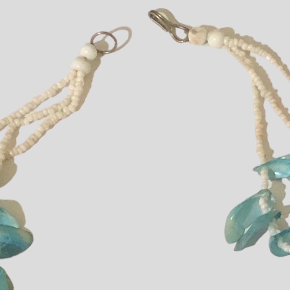 3 Strand Turquoise & White Beaded SeaShell Necklace Ocean Beach Summer 2… - Picture 4 of 5